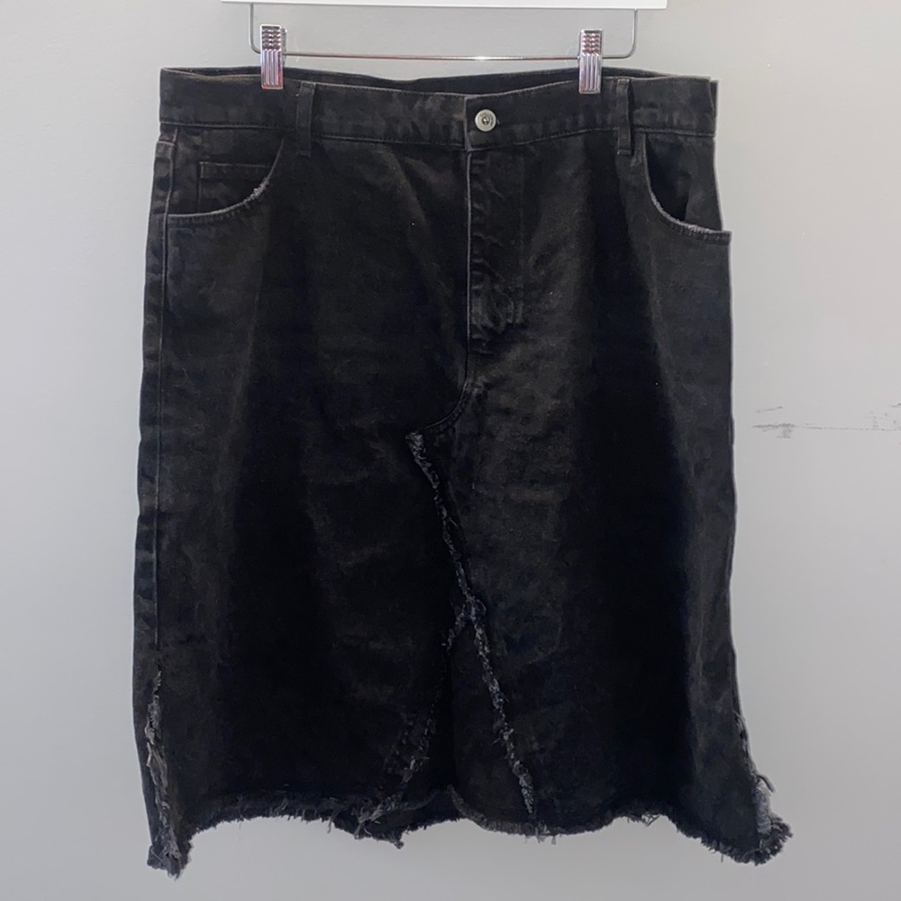 ASOS Collusion black denim midi skirt